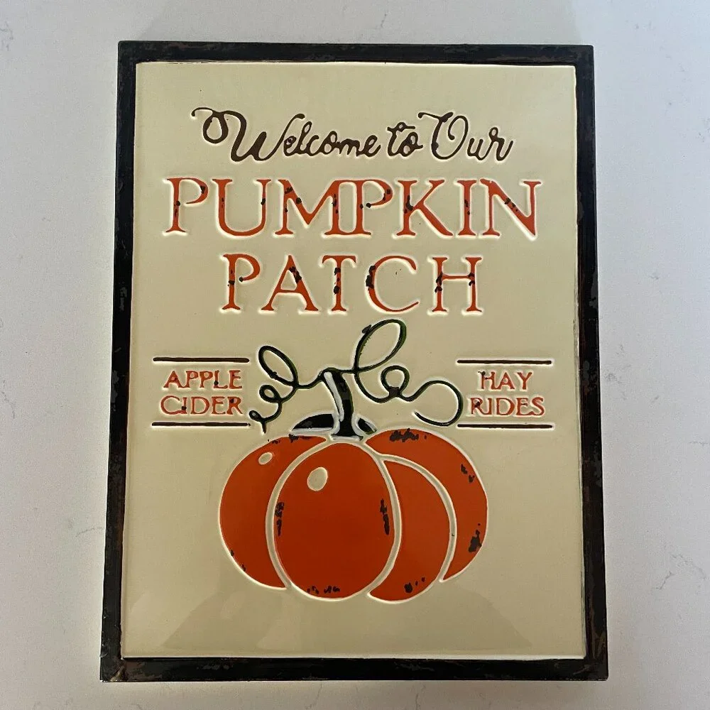 Welcome to Our Pumpkin Patch Metal Sign Fall Home Decor,‎ Halloween Decoration
